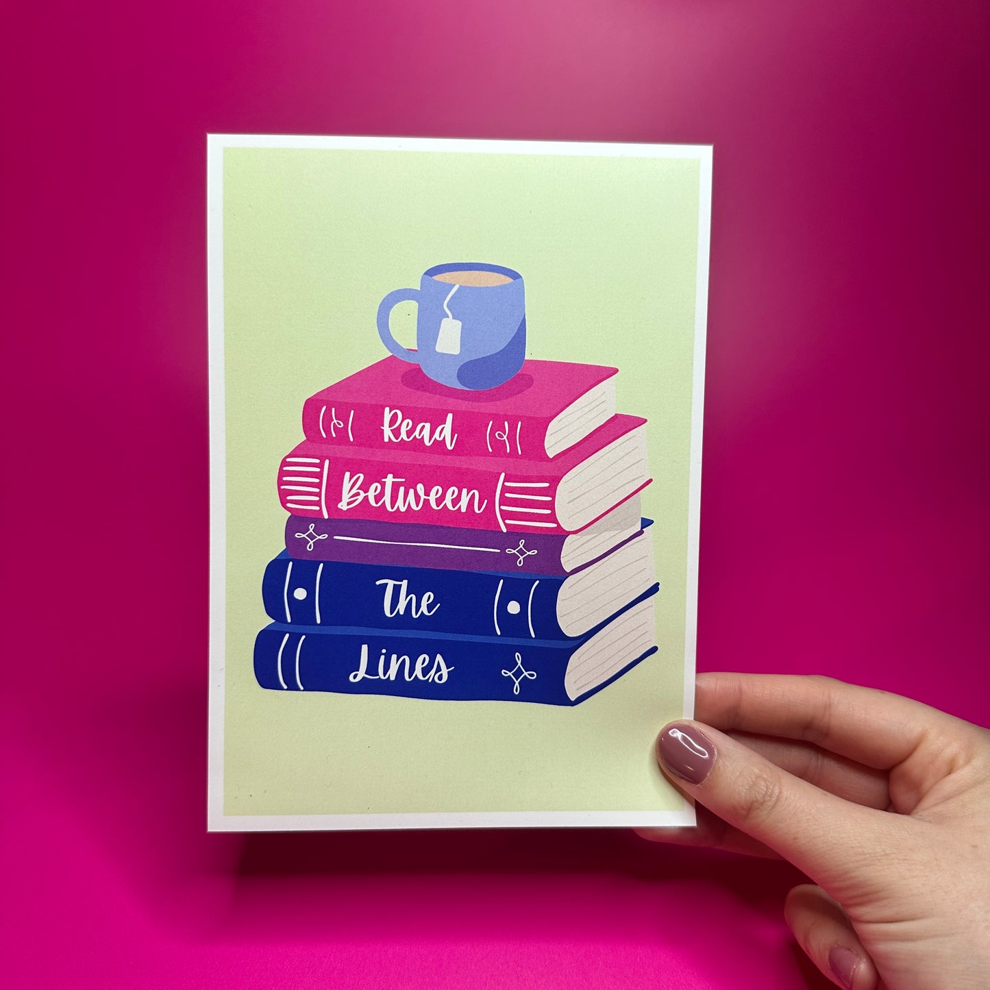 Pink, Purple, Blue Books - Unframed Art Print