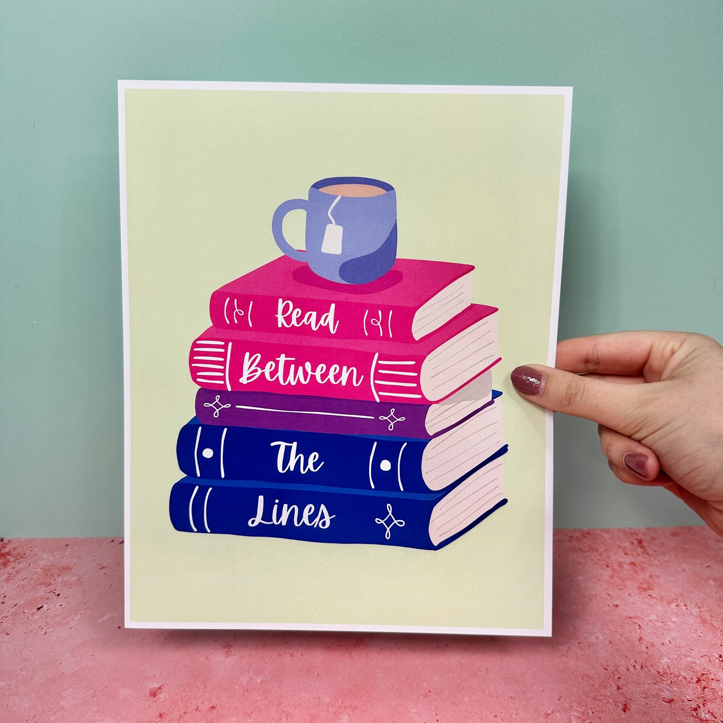 Pink, Purple, Blue Books - Unframed Art Print