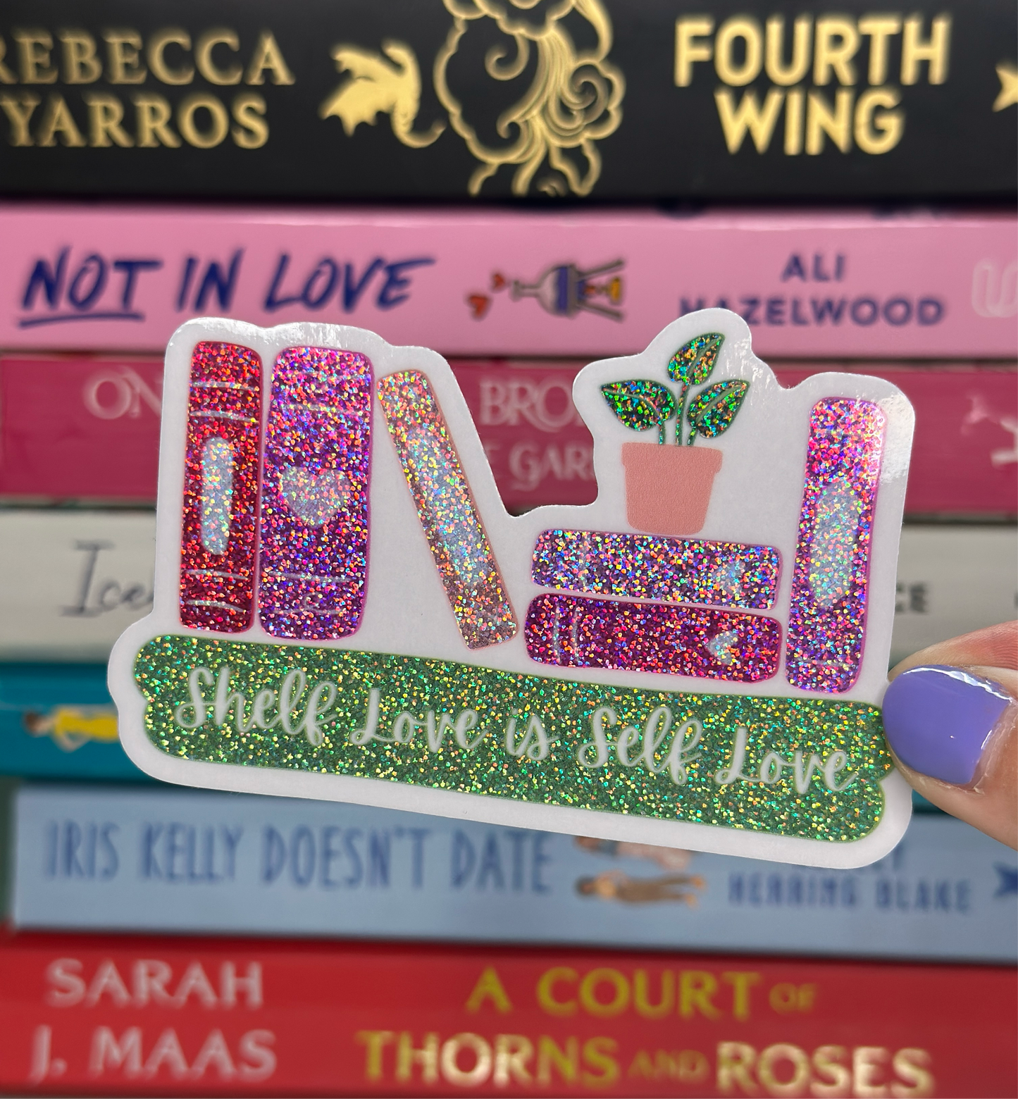 Shelf Love is Self Love - Glitter Sticker with Plant