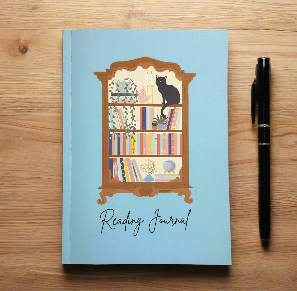 Blue Reading Journal / Book Tracker - Witchy Bookshelf