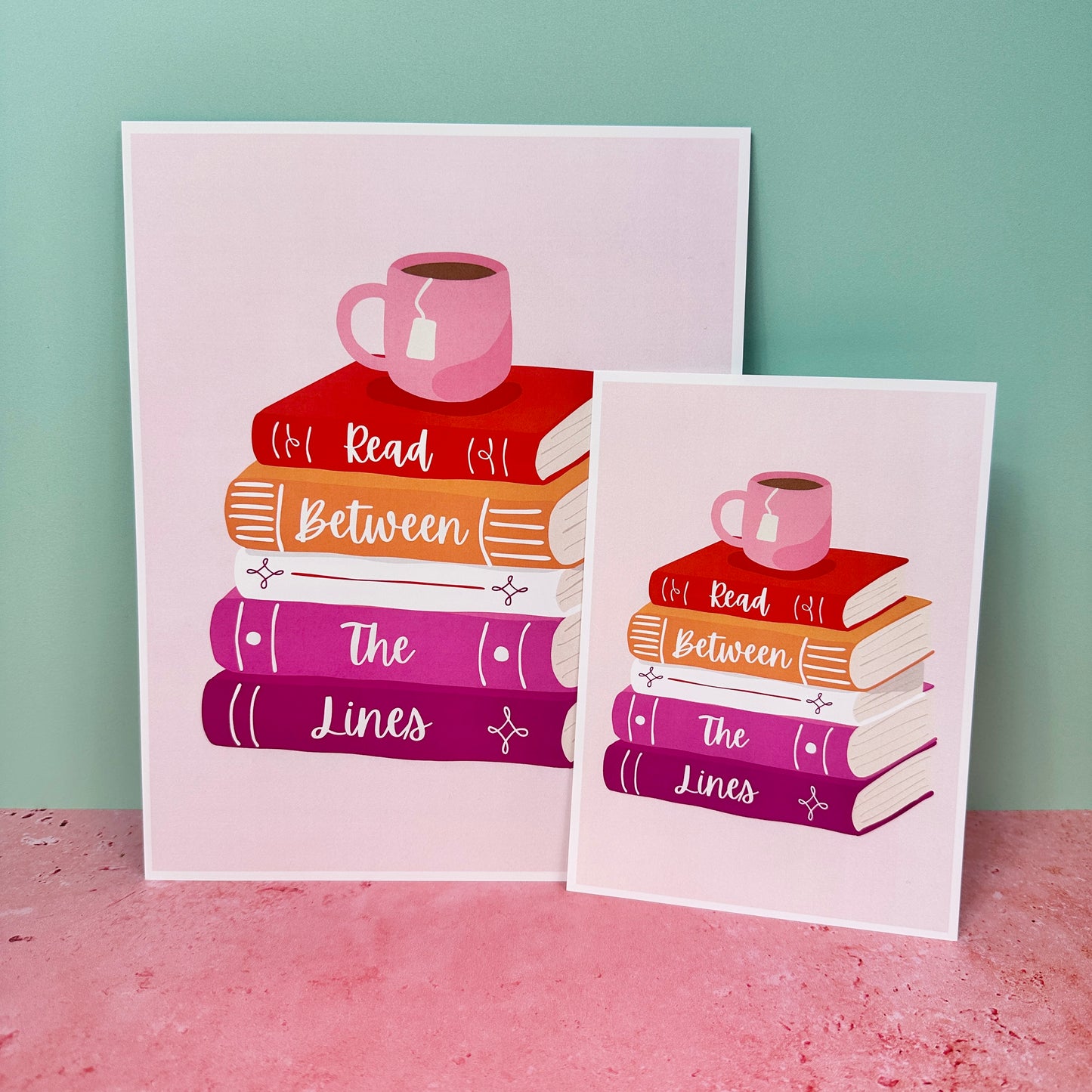 Orange, White, Pink Books - Unframed Art Print