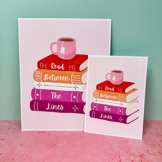 Orange, White, Pink Books - Unframed Art Print