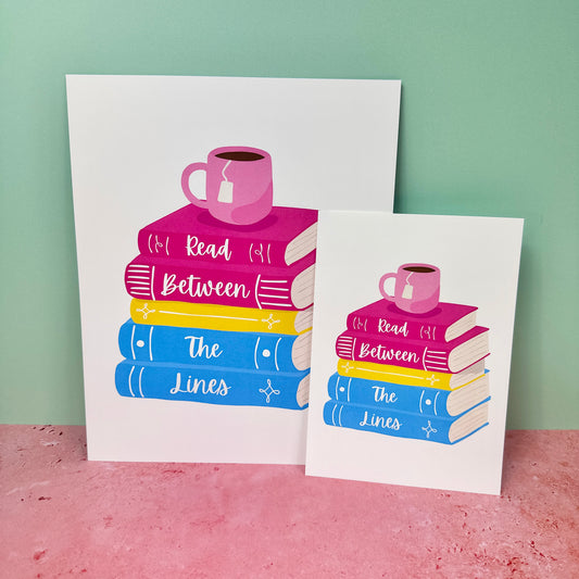 Pink, Yellow, Blue Books - Unframed Art Print